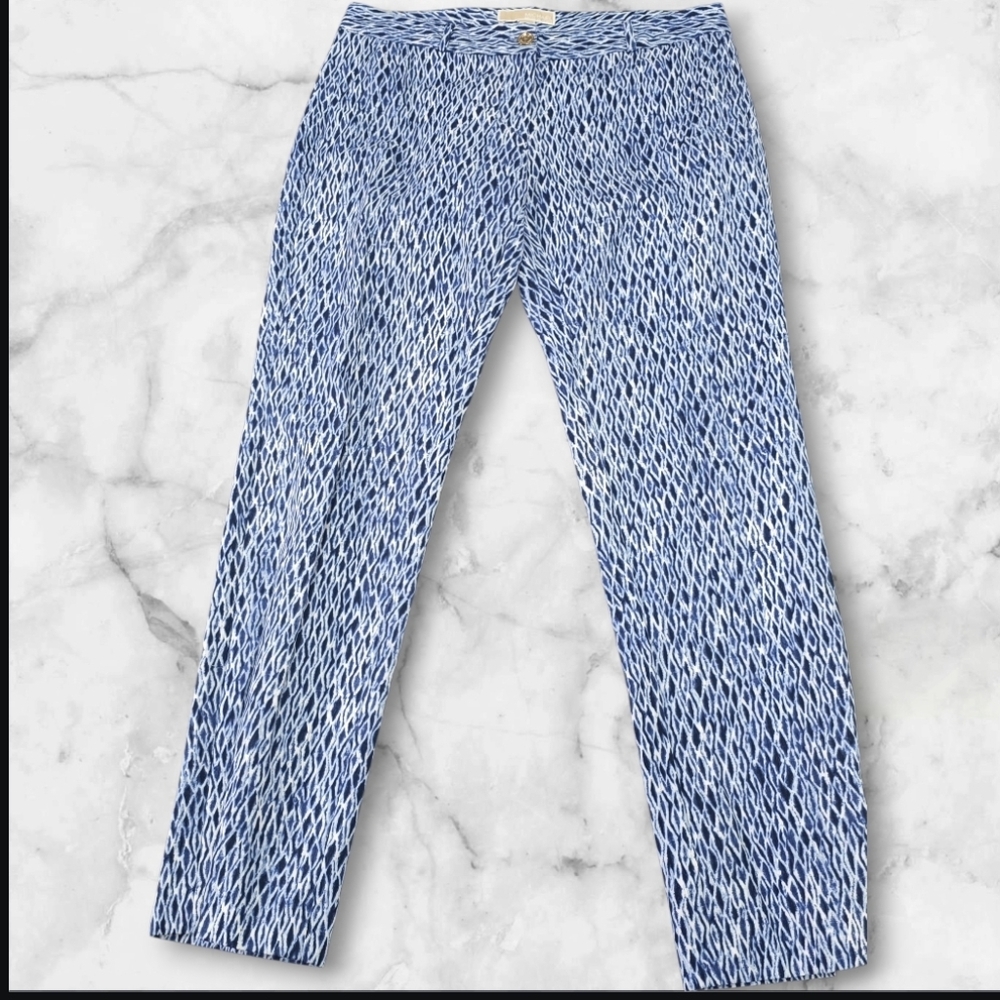 Michael Kors Navy and White Patterned Ankle Pants (SIZE:6 )